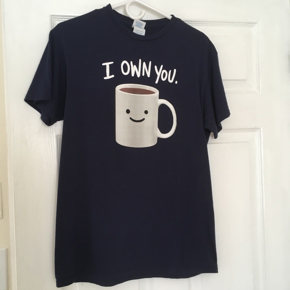 Coffee Owns You Graphic Navy Blue T-Shirt - Picture 2 of 4